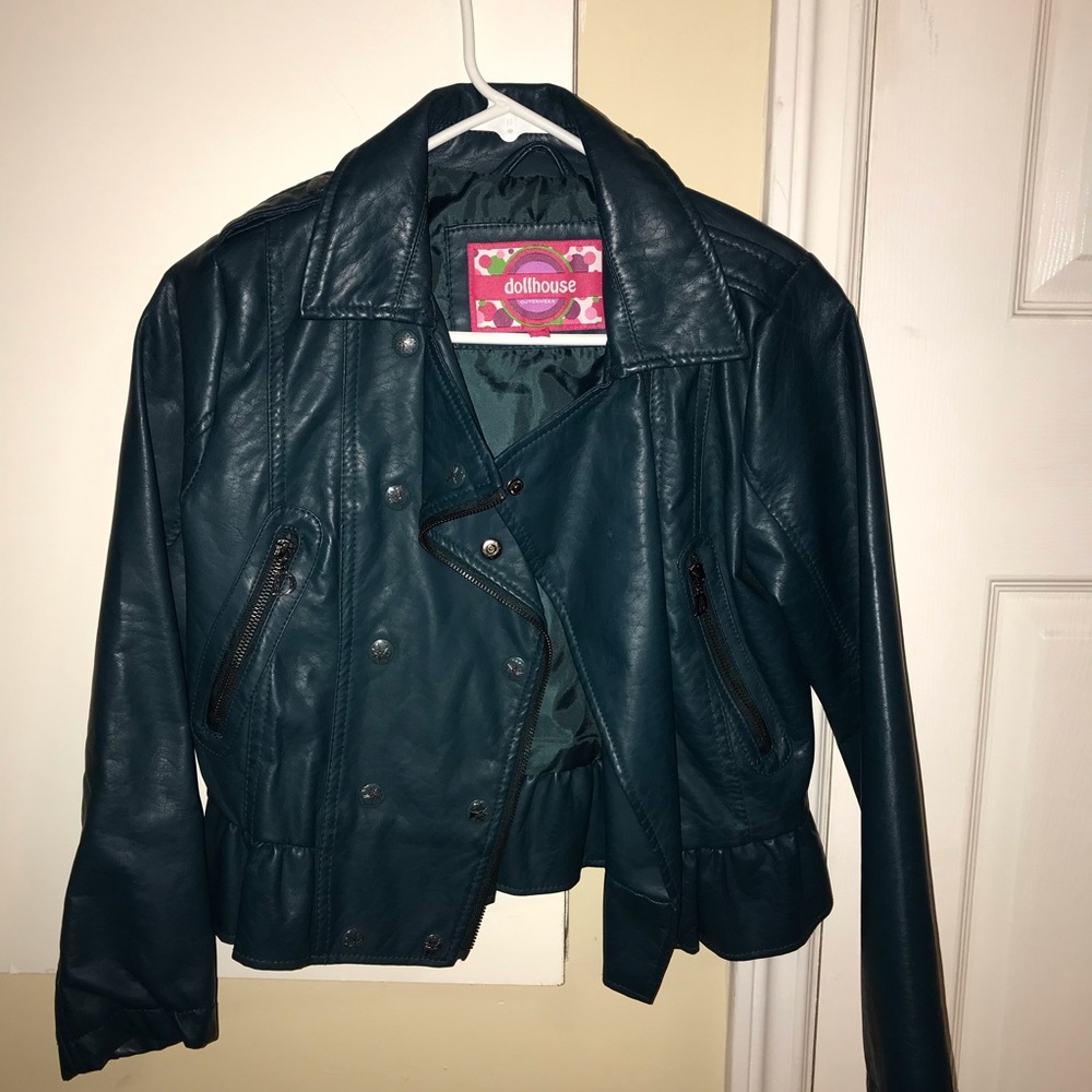 Dark Green/Teal Faux Leather Jacket